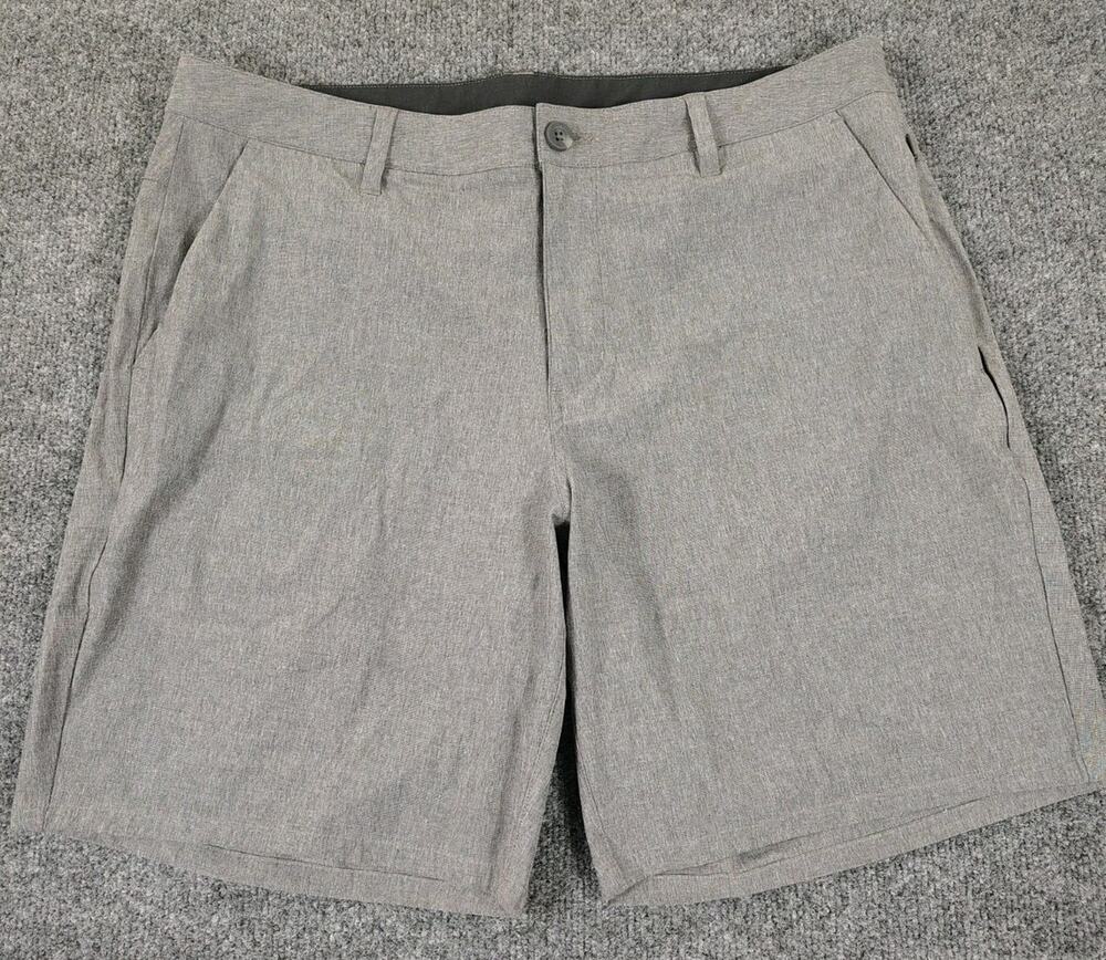 Vuori Shorts Mens 34 Gray Aim Performance Chino 8" Inseam Stretch Flat Front